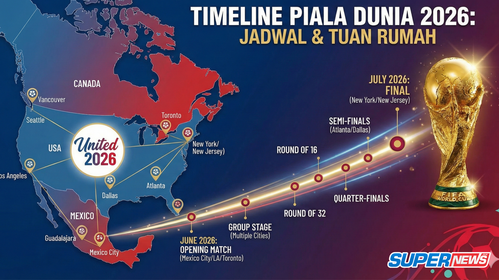 Jadwal Piala Dunia 2026 Lengkap: 104 Laga & Jam Tayang WIB (Terbaru